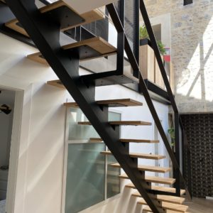 Escalier métal bois