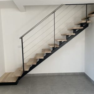 Escalier droit métal bois