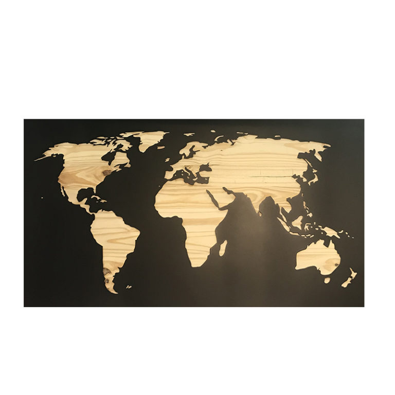 Carte du monde bois métal