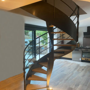 Escalier hélicoïdal métal bois